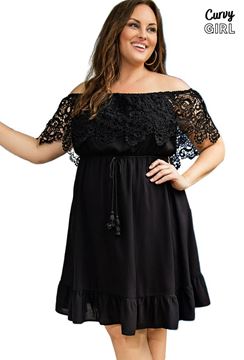 Picture of CURVY GIRL LACE SLEEVES DRESS